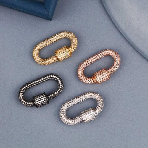 MINHIN Screw Clasps Accessories Sparkling Multi White Zircon Spiral Clasp Hook Connectors For DIY Chains Jewelry Making Supplies