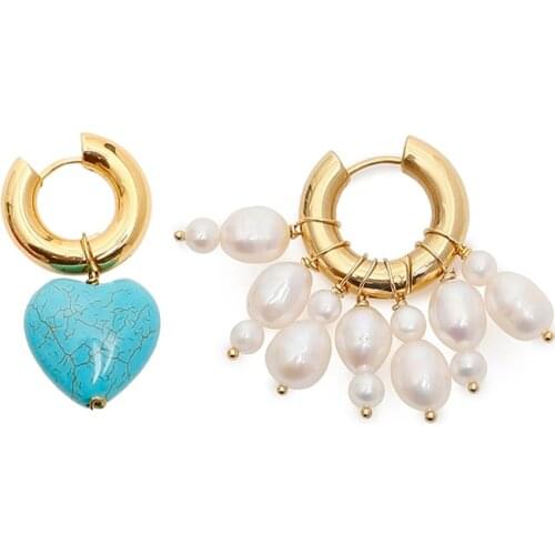 Heart shaped natural stone сережки необычные luxury wedding earrings moda mujer 2020 Asymmetrical kpop аксессуары