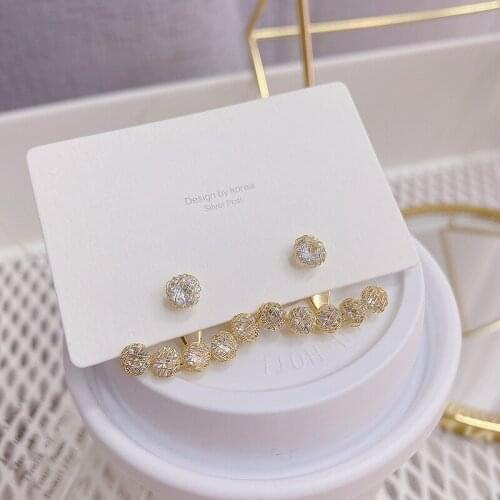 Brand New Design Luxury 14K Gold Shiny Zircon Hand Wound Copper Wire Mesh Earrings Womens Unique Accessories Bridal Jewelry