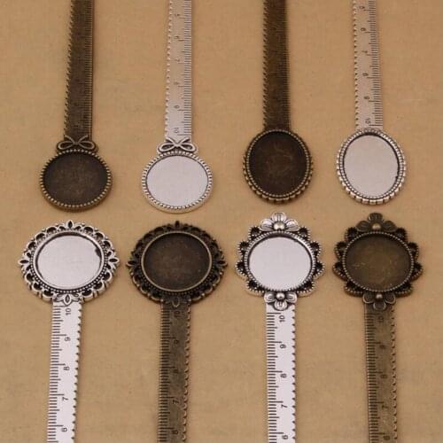 20pcs/lot Two Plating Color Available Wholesale Vintage Cabochon Bookmark Ruler Charms For DIY Jewelry Making