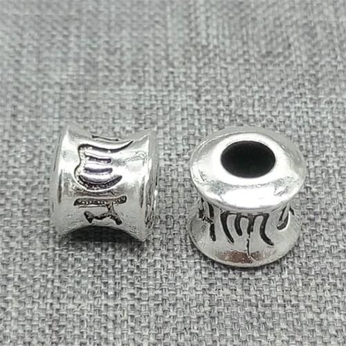 4 Pieces Sterling Silver Om mani padme hum Beads Saddle Barrel Spacer for Bracelet