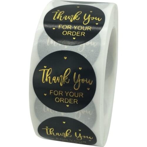 50pcs Round gold stamping Thank You stickers Seal Labels Cute Gift Decorative Sticker for Business Package Envelope Sticker