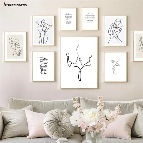 Abstract Body Line Drawing Poster Inspirational Quote Wall Art Picture Canvas Painting Living Room Decor Nordic Home Decoration
