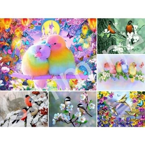 Animlas Birds DIY 5D Diamond Painting Cross Stitch Embroidery Mosaic Art of Rhinestones Full Round&Square Drill Home Decoration