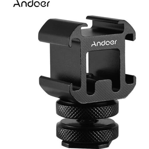 Andoer 3 Cold Shoe Mount Adapter On-Camera Mount Adapter for Canon Nikon Sony DSLR Camera for LED Video Light Microphone Monitor