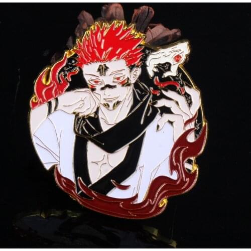 Anime Jujutsu Kaisen Ryomen Sukuna Cosplay Cartoon Costume Props Metal Badge Pin