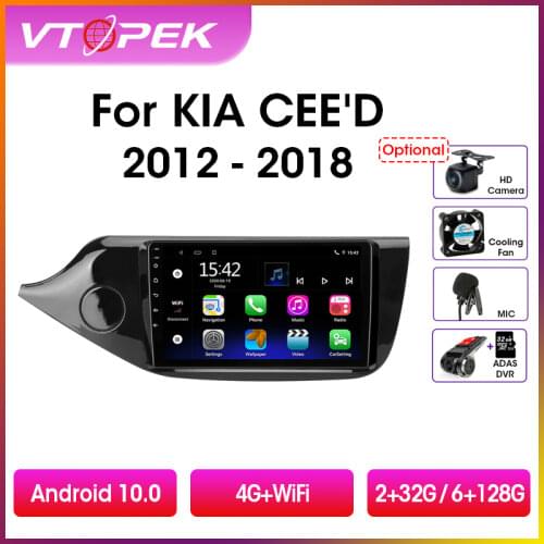Vtopek 9" 2din Android 9.0 DSP Car Radio Multimidia Video Player Navigation GPS For KIA Cee'd CEED JD 2012-2018 Head Unit 2 din
