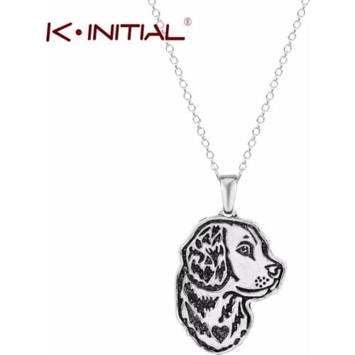Kinitial 1Pcs Dog Pendant Necklace Golden Retriever Greyhound German Shepherd Dog Memorial Gift Jewelry Necklaces Choker Collar