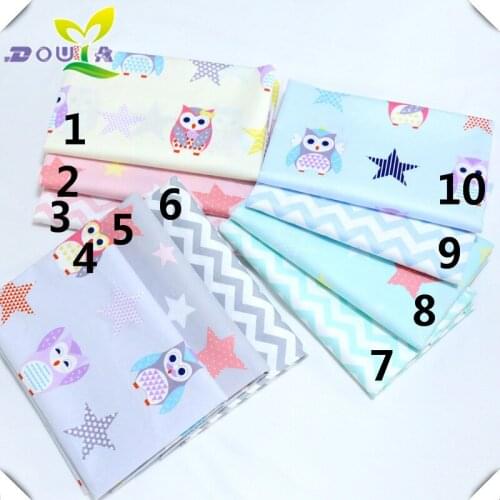 Pure cotton baby wrapped fabric cartoon print owl Pentagram ripple cloth kindergarten bed material