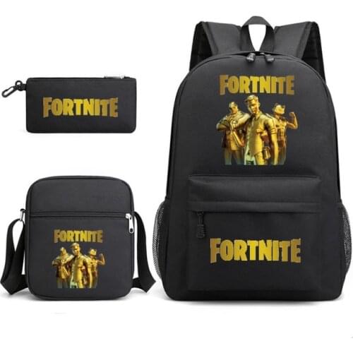 Fortnites 3pcs/set Kid Child Schoolbag Fortnites Backpack Schoolbag Cool Waterproof Schoolbag Fortress Night Student School Bag