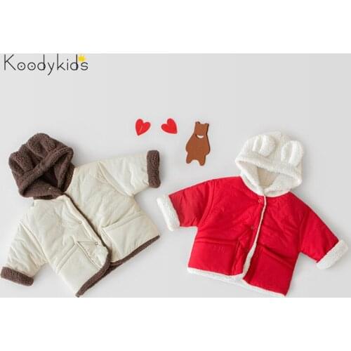 Koodykids 2020 Autumn Baby Boy Girl Thick Fleece Coat Winter Coats Toddler Girl Baby Boy Outer Top Hooded Tops Clothes