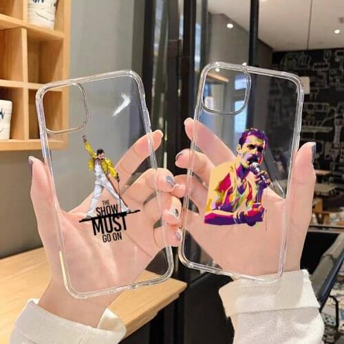 Freddie Mercury Queen band art fashion Phone Cases Transparent for iPhone 6 7 8 11 12 s mini pro X XS XR MAX Plus SE cover funda