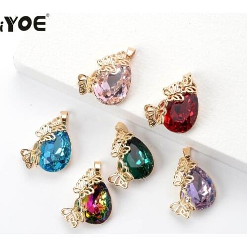 IYOE 3pcs 13x20mm Geometric Oval Shape Rhinestone Charms Mix Crystal Charms For DIY Necklace Pendant Earring Bracelet Jewelry