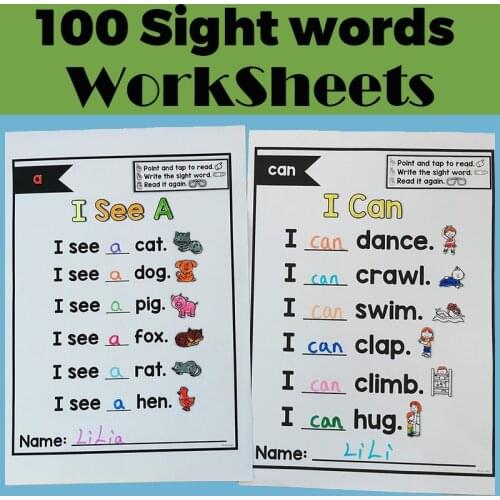 Emergent Sight Word Poems Read Write Children Learning English Workbook Educational Exercise Training Book Kids Educational Toys