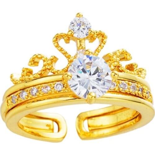 Crown Rings for Women Zircon Gold Fashion Double ring Luxury Wedding Engagement Promise Rings Jewelry Accessories
