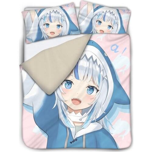 DARMIAN Shark Girl Fashion Anime Design 3Pcs/Set Duvet Cover Sets Throw Pillowcase Bedspread Home Bedding Twin Queen King Size