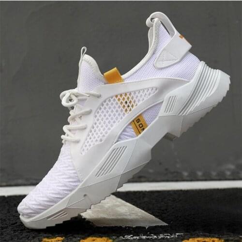 Кроссовкимужские summer breathable lightweight casual shoes running fitness mesh mens shoes Non-slip lace-up vulcanized shoes