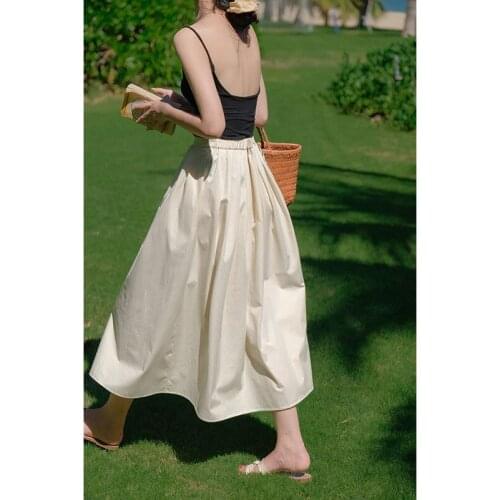 Summer Mid-calf Skirt Women Heart A Line Stylish Skirt Sweet Elastic Waist Loose Love Print Skirt Elegant Umbrella Skirts