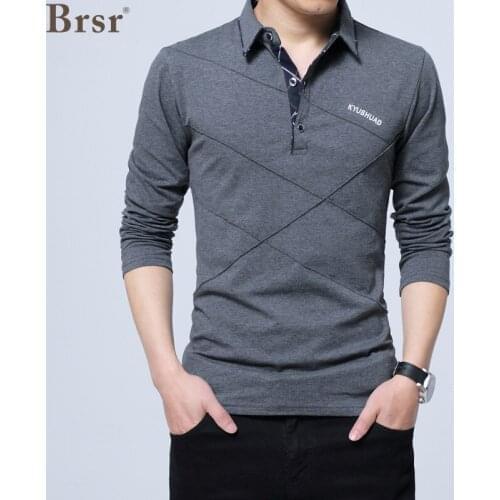 Spring And Autumn Mens T Shirts Full Turn Down Collar Cotton Slim Fit Casual TShirt Style Male Tops Tees Clothing M-5XL T-shirt