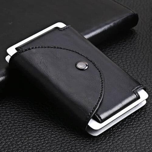 2020 New Credit Card Holder Wallet Men Women Metal RFID Vintage Aluminium Bag Crazy Horse PU Leather Bank Cardholder Case