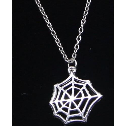 New Fashion Necklace 25x23mm cobweb spider halloween Pendants Short Long Women Men Colar Gift Jewelry Choker