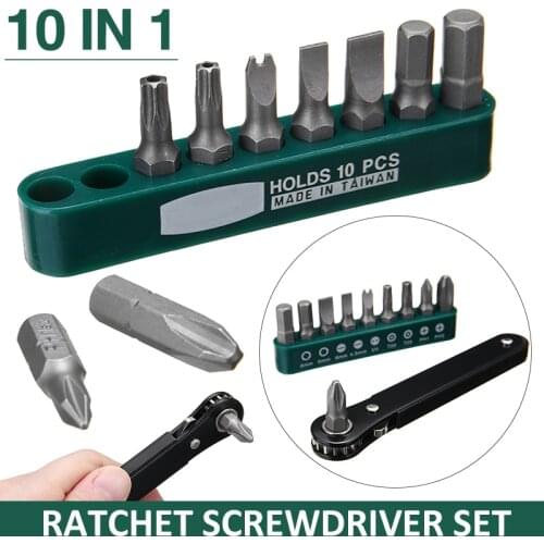 Mini Right Angle Offset Ratchet Screwdriver 10 In 1 Hand Ratchet Driver DIY Hexagon Repair Tool Ratchet Screwdriver Kit