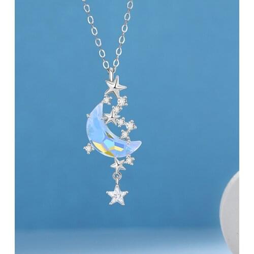 New Moon Splash Galaxy Necklace Niche Short Clavicle Chain Temperament Net Celebrity Female Tide Simple and Versatile