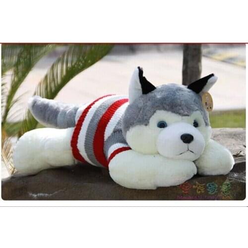 Stuffed animal plush 40cm lying sweater husky dog plush toy w1614