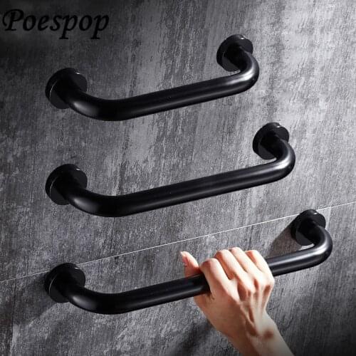 POSEPOP Aluminum Black Armrest Toilet Grab Bar Old Man Antis kid Barrier Free Handle, Disabled Handrail For Bathroom Accessories