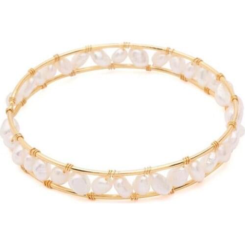 Simple Pearl Round Ring Closed Bracelet 2020 New Women Exquisite Trendy Bangles Valentines Day Birthday Gift for Girls Jewelry