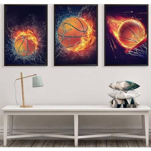 Raging Fire Basketball Sports Series Art Modern Home Decor Nursery Kids Boys Room Painting Posters Wall Canvas Pictures