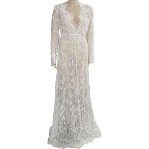 Maternity Photography Props Maxi Maternity Gown V-neck Lace Dresses Pregnancy Dress Fancy Shooting Photo Pregnant Clothes