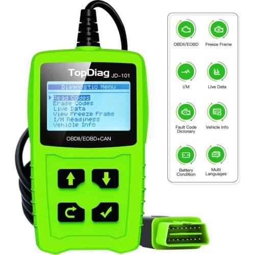 TopDiag JD101 Code Reader For OBD II/EOBD/CAN Scan Code OBD2 Diagnostic Tool Auto Scanner Upgrade Firmware