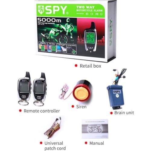 A0NE Motorcycle Alarm Security System LCD Display Warning Theft Protection with 12V Dual Remote Control