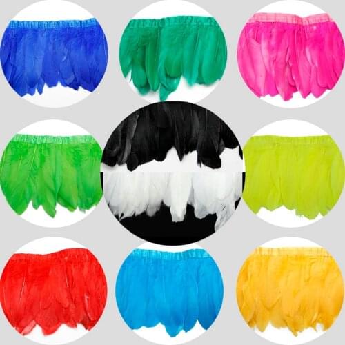 15-20cm 2m/lot Goose Feather Wedding Bride Dresses Decoration Skirt Feathers Party Decorative Boas Strip High Quality Wholesale