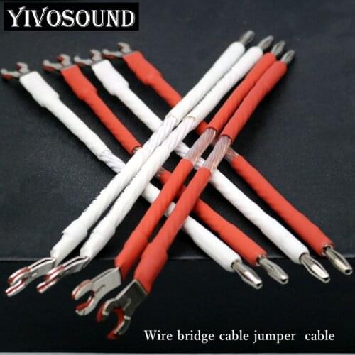 XSSH audio Hi-end HIFI Silver Plated Y shape spade to banana plugs 12TC core speaker cable Cord Wire bridge cable jumper cable