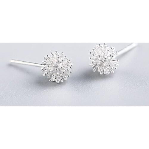 WYJZY Sweet and simple dandelion sterling silver ladies earrings fashion ladies dress up jewelry exquisite birthday gift earring