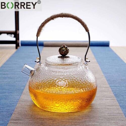 BORREY Japanese Heat Resistant Glass Teapot Kettle With Filter High Borosilicate Glass Heated Kettle Coffee Flower Tea Pot 700Ml