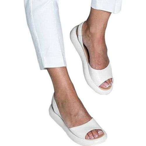 Women Open Toe Breathable Anti-Slip Beach Sandals Pu Leather Soft Sole Travel Slipper Shoes Casual Wedges Platform Sandal Summer
