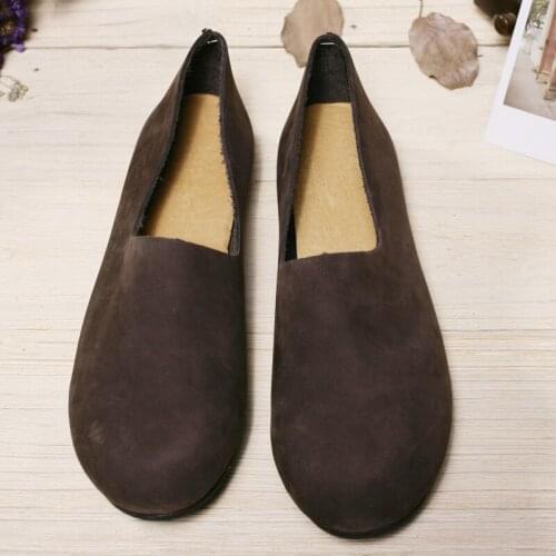 The manual cotton lazy shoes retro apricot department two Sen female Japanese wear leather shoes leather shoes