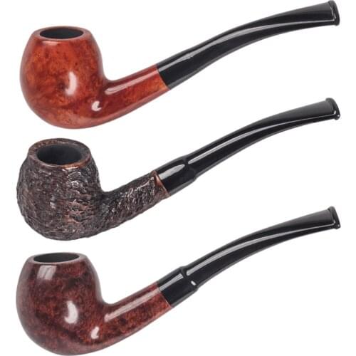 1pcs Luxury Smoker Briar Wood Pipe Natural Tobacco Pipe Handmade With Natural Rubber Mouthpiece Fit 3mm Smoking Filter