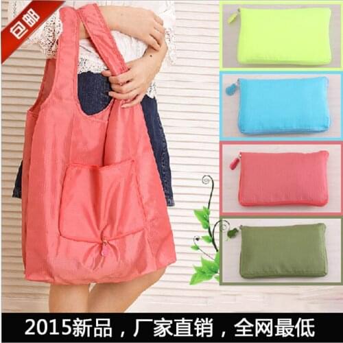 100pcs/lot) high quality waterproof reusable folding foldable shopping bag nylon
