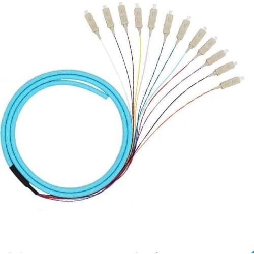 12core SC/UPC Bunchy Pigtail SC OM3 12core Fanout Fiber Optic Pigtail Multimode 12Colored 1.5M Optical Fiber Pigtail,Good stabil