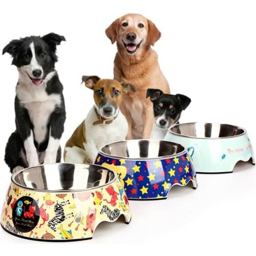 2021 New Pet Dog Food Bowl Stainless Steel Puppy Feeder Non-slip Cute Cartoon Feeding Water Bowl For Small Dog Cat Feeding Dish