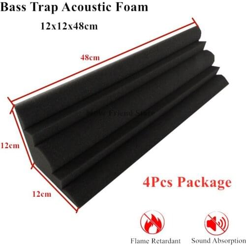 4Pcs 12 x 12 x 48 cm Bass Trap Acoustic Soundproof Foam Flame Retardant Sound Absorption Studio Corner Foam High Density Sponge