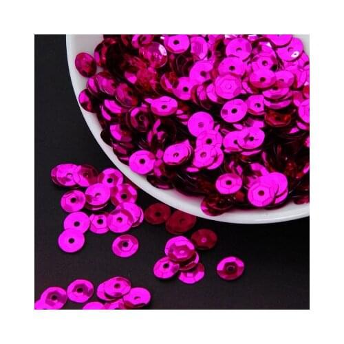 50g(1650pcs) 8mm Cup flat round sequins Paillette Sewing Wedding Craft Silver-based Embossing 1 Rose Red Cup Confetti