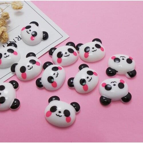 50Pcs/Lot Resin Cute Mini Panda Head Crafts Flatback Cabochon Scrapbooking Decorations Fit Hair bow Phone Embellishments Diy