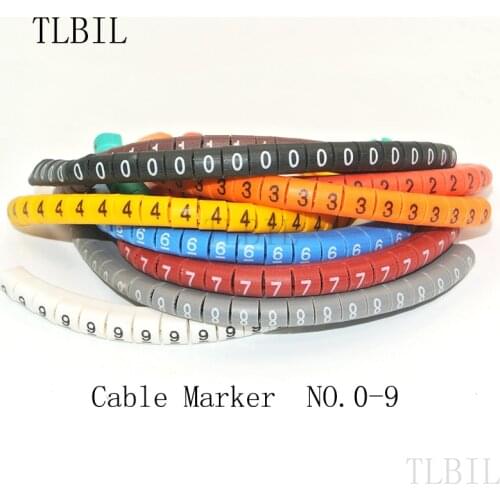 500pcs EC-0 Cable Wire Marker 0 to 9 For Cable Size 1.5mm2 Colored