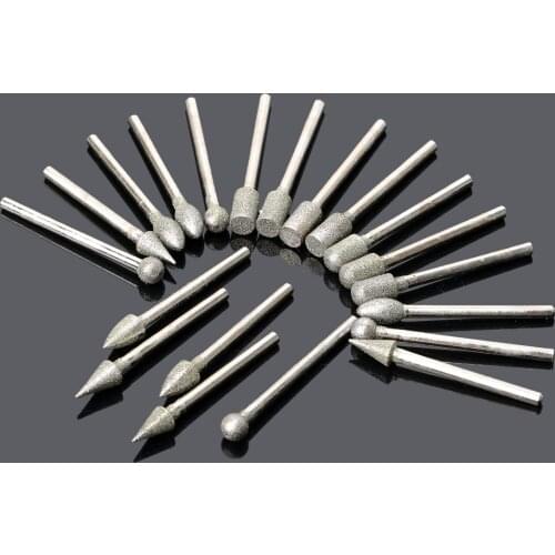20Pcs Diamond Coated Rotary Die Grinder Points Burrs 6mm Shank Grit 120 Grinding Heads Drill Burrs Bit For Dremel Rotary Tool