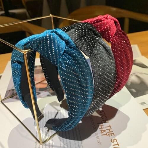 Velvet Sequins Net-yarn Headband Hair Accessories Shiny Colorful Flannel Crystal Hair Band Head Wrap Wide Head Band Wholesale